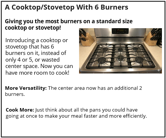 A Cooktop/Stovetop With 6 Burners
