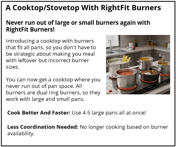 A Cooktop/Stovetop With Right Fit Burners