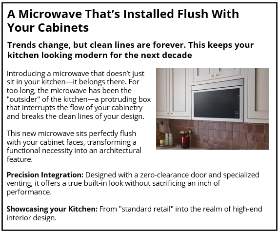 A Microwave That’s Installed Flush With Your Cabinets