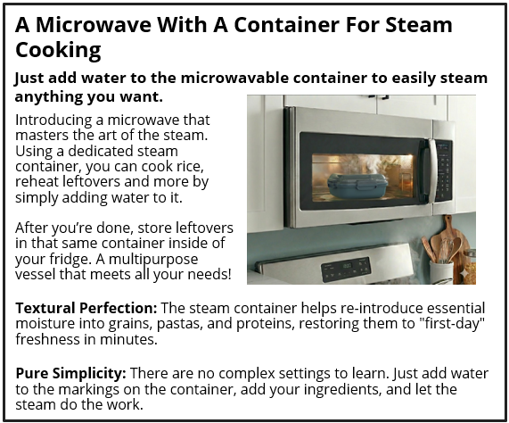 A Microwave With A Container For Steam Cooking