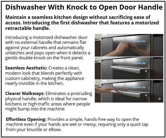Dishwasher With Knock to Open Door Handle