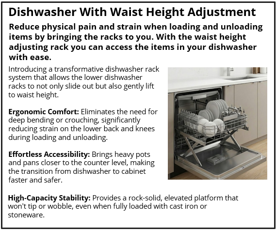 Dishwasher With Waist Height Adjustment