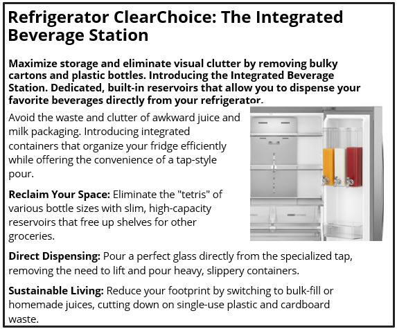 Refrigerator ClearChoice: The Integrated Beverage Station