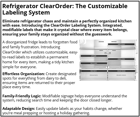 Refrigerator ClearOrder: The Customizable Labeling System
