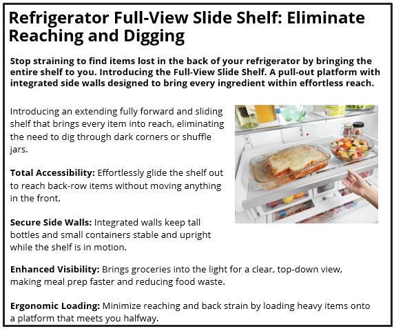 Refrigerator Full-View Slide Shelf: Eliminate Reaching and Digging