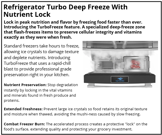 Refrigerator Turbo Deep Freeze With Nutrient Lock